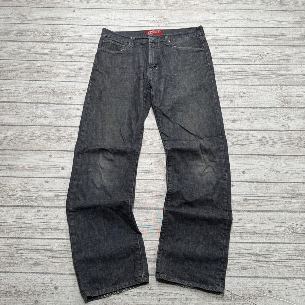 Arizona Jeans Mens 33x32 Dark Gray Indigo Wash Straight Leg Denim Cotton Utility